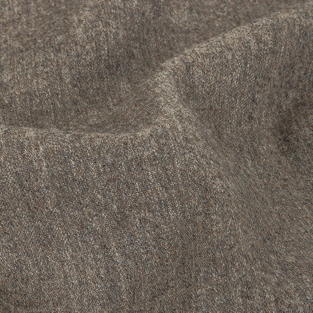 Italian Heathered Greige Super 110 Flannel Wool Suiting Detail Italian Heathered Greige Super 110 Flannel Wool Suiting Detail