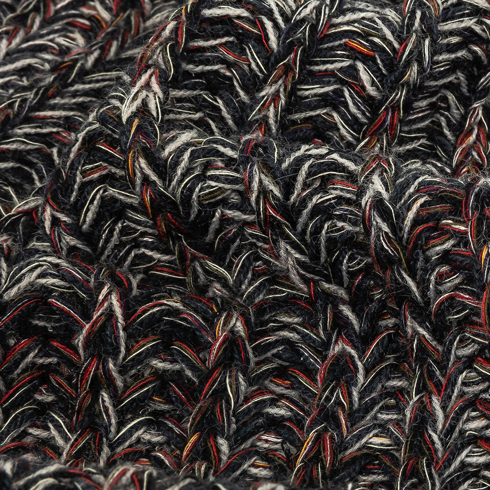 Italian Charcoal, Red and White Chunky Wool Knit Detail Italian Charcoal, Red and White Chunky Wool Knit Detail