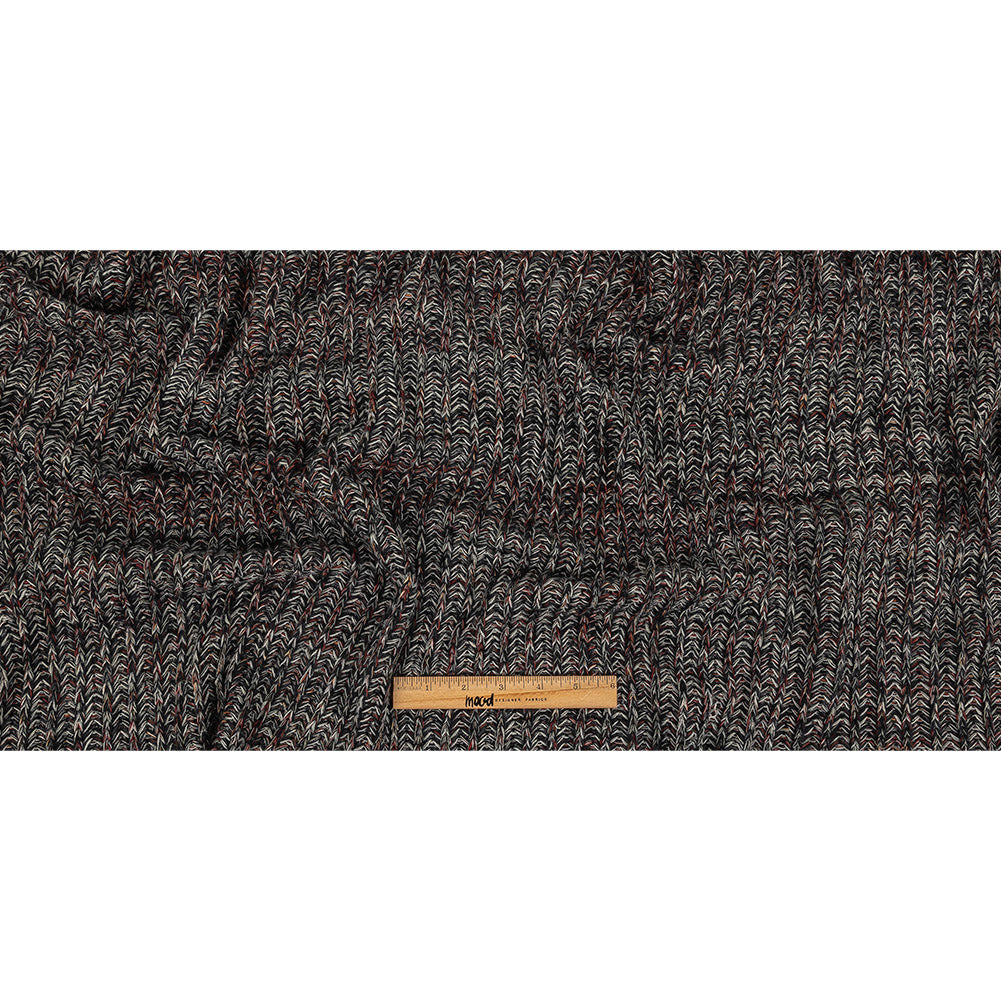 Italian Charcoal, Red and White Chunky Wool Knit Full Italian Charcoal, Red and White Chunky Wool Knit Full