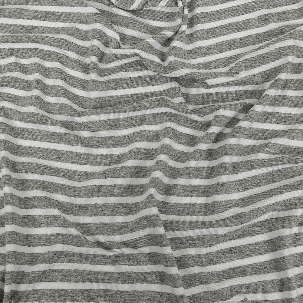 Heathered Gray and White Striped Stretch Rayon Jersey Heathered Gray and White Striped Stretch Rayon Jersey