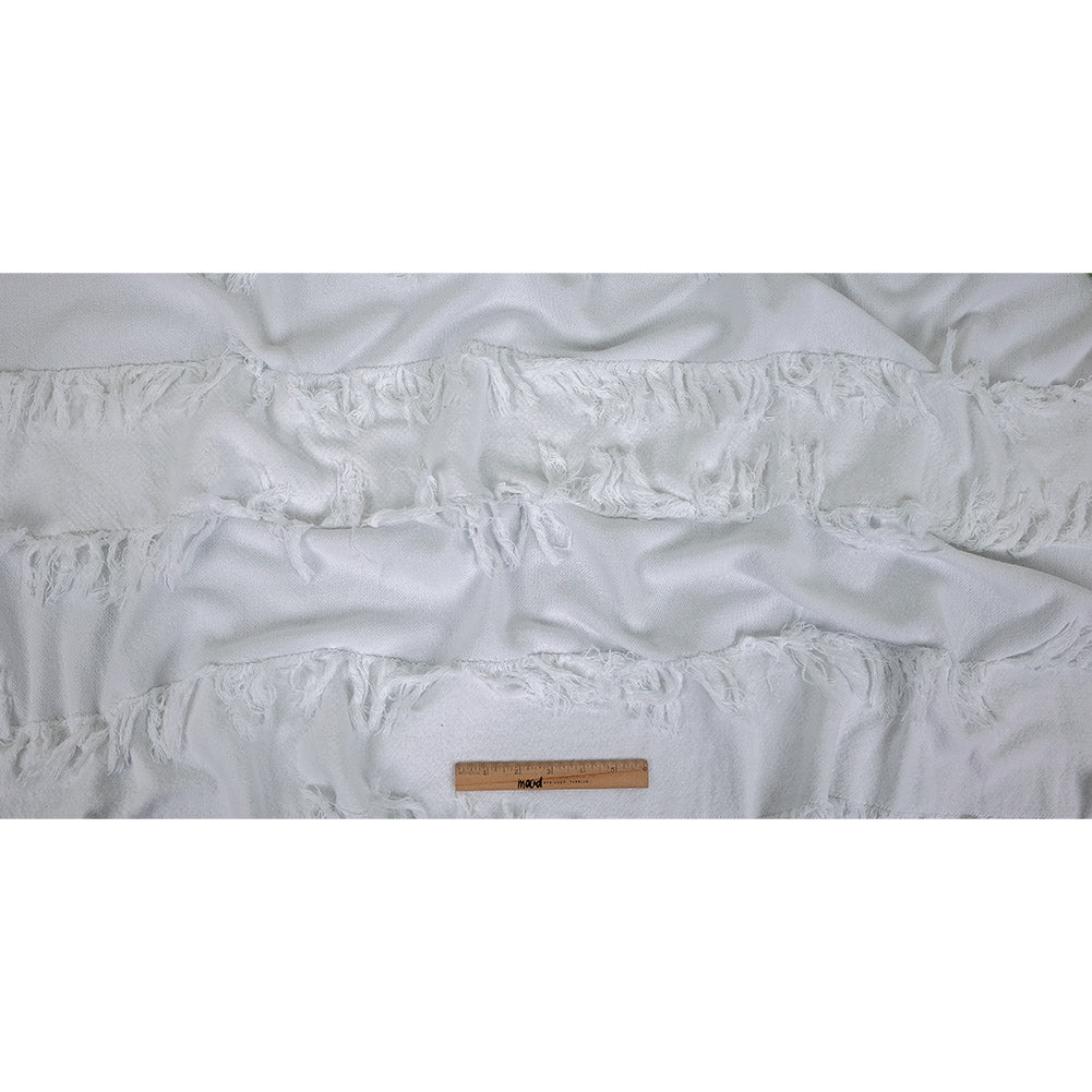 Italian White Cotton Canvas with Fringe Stripes Full Italian White Cotton Canvas with Fringe Stripes Full