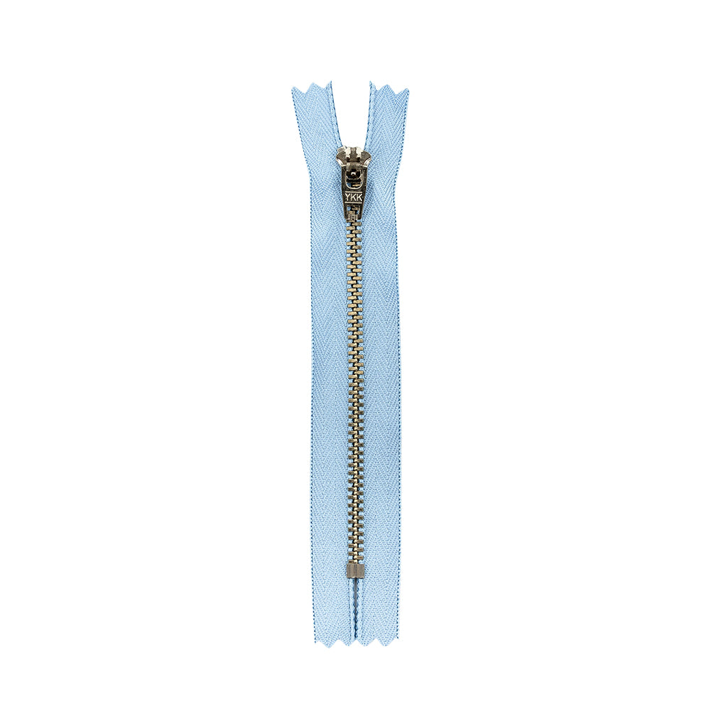 YKK Blue Metal Closed Bottom Zipper with Silver Teeth - 5" YKK Blue Metal Closed Bottom Zipper with Silver Teeth - 5"