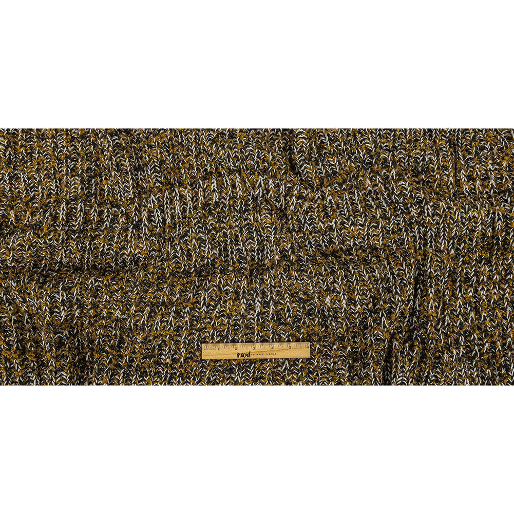 Mustard Gold, Black and Sugar Swizzle Chunky Sweater Knit with Metallic Silver Shimmer Full Mustard Gold, Black and Sugar Swizzle Chunky Sweater Knit with Metallic Silver Shimmer Full