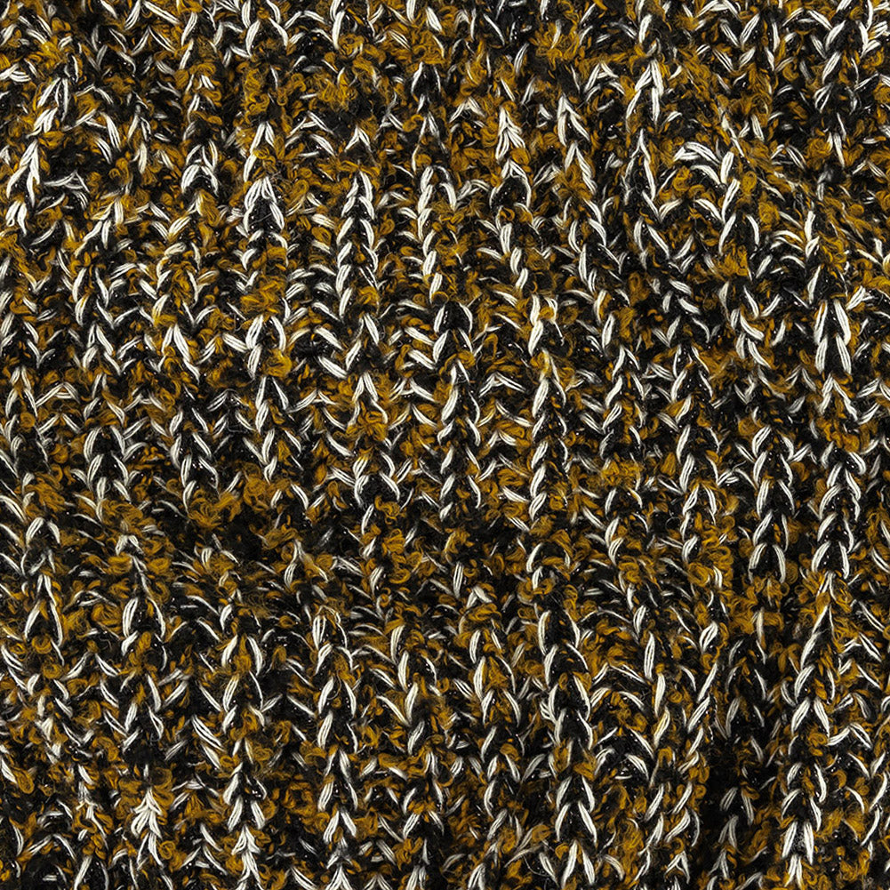 Mustard Gold, Black and Sugar Swizzle Chunky Sweater Knit with Metallic Silver Shimmer Mustard Gold, Black and Sugar Swizzle Chunky Sweater Knit with Metallic Silver Shimmer
