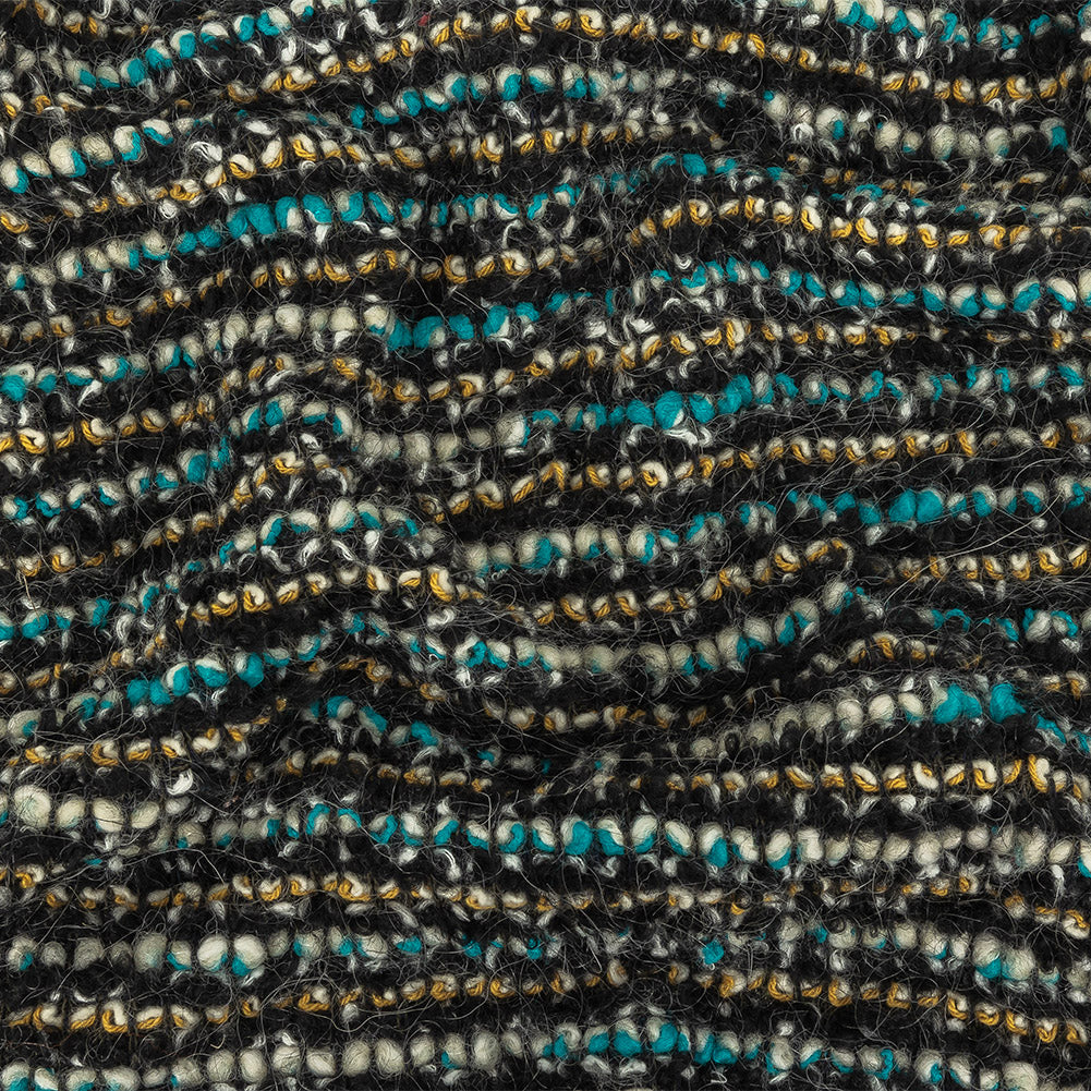 Navy, Aqua and Yellow Striped Chunky Wool Knit Navy, Aqua and Yellow Striped Chunky Wool Knit