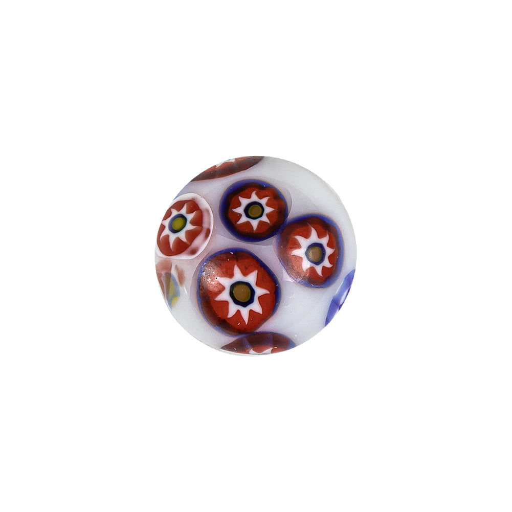 Vintage White, Red and Blue Mosaic Domed Shank Back Glass Button - 24L/15mm Vintage White, Red and Blue Mosaic Domed Shank Back Glass Button - 24L/15mm