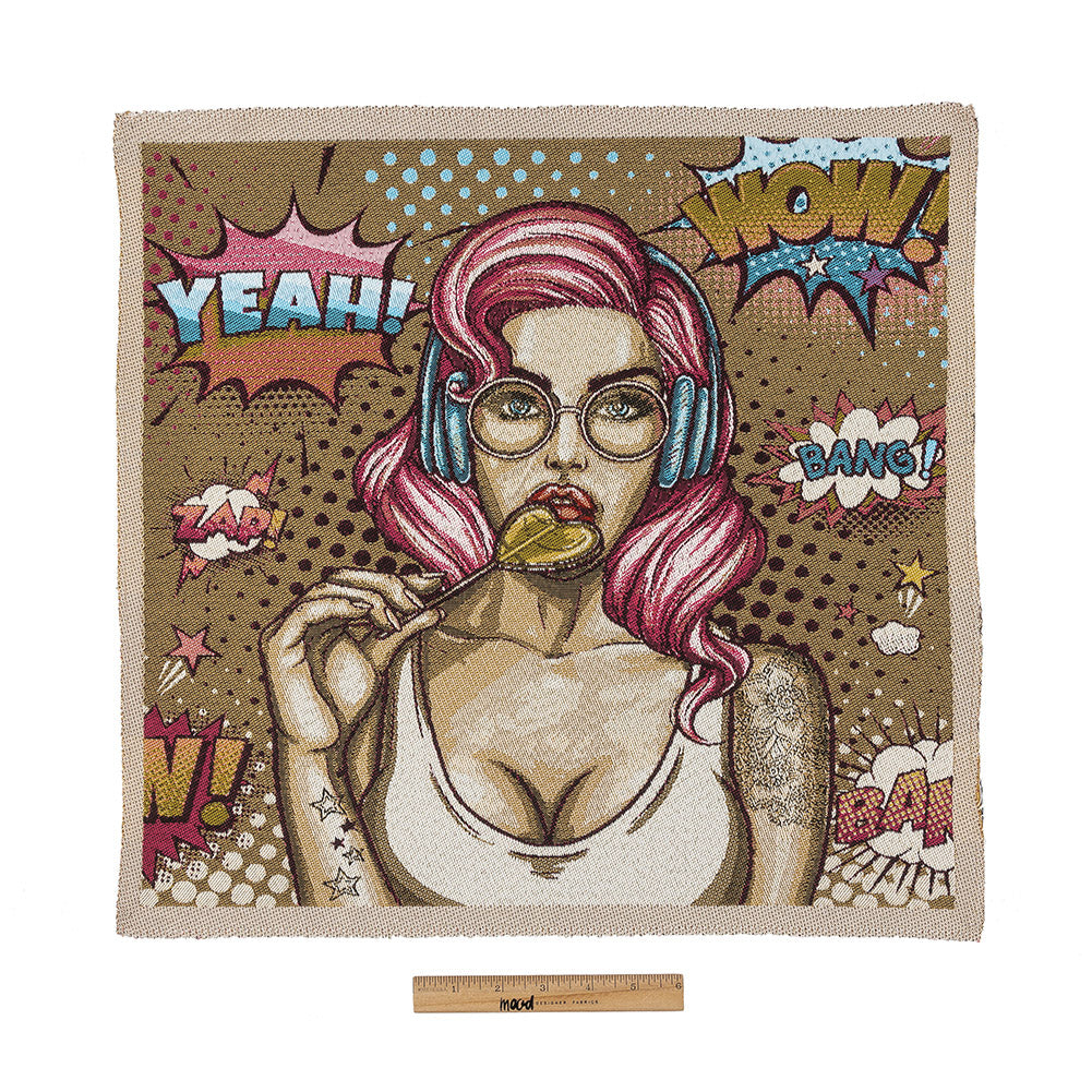 French Beige and Pink Girl with Lollipop Oversized Square Patch - 18.875" Full French Beige and Pink Girl with Lollipop Oversized Square Patch - 18.875" Full