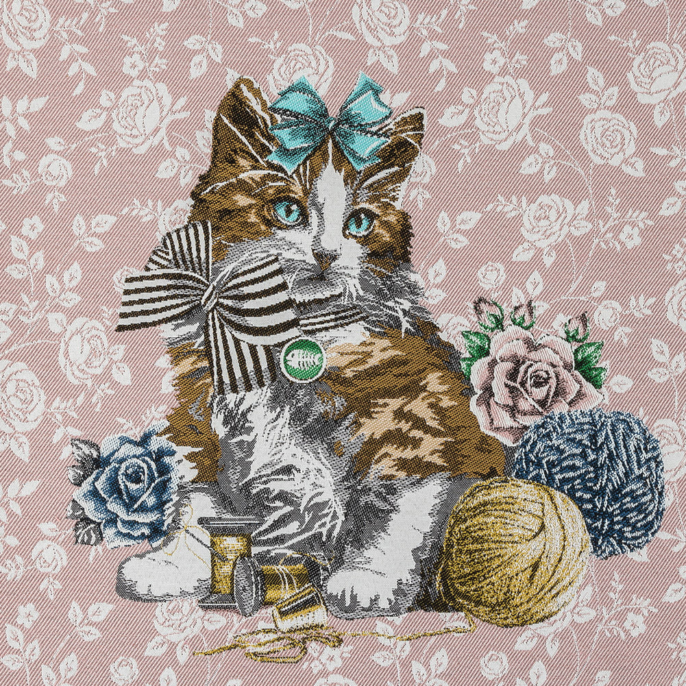 French Rose Posed with a Bow Cotton Blend Oversized Square Patch - 18.875" French Rose Posed with a Bow Cotton Blend Oversized Square Patch - 18.875"