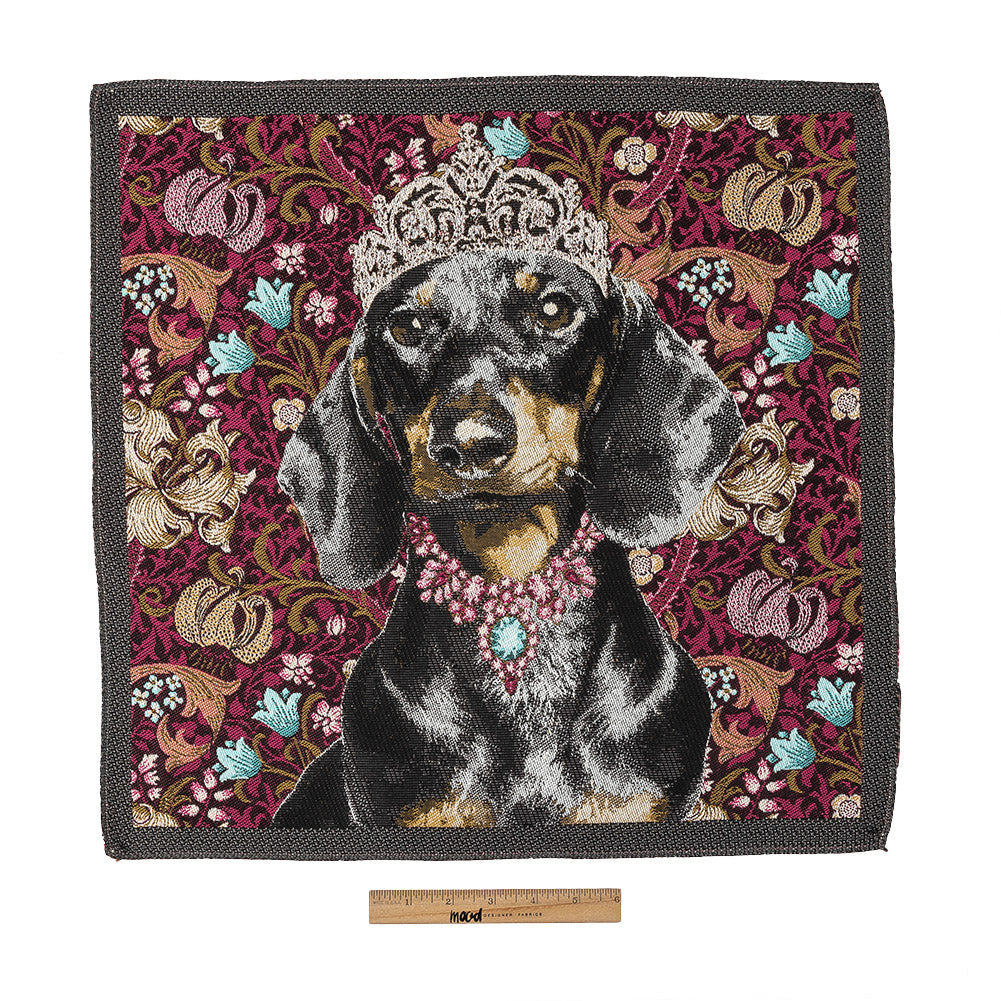 French Fuchsia Crowned Dachshund Oversized Square Patch - 18.875" Full French Fuchsia Crowned Dachshund Oversized Square Patch - 18.875" Full
