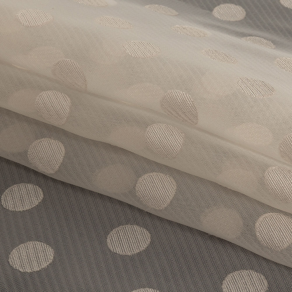 Famous Australian Designer Dew Polyester Chiffon with Satin Burnout Polka Dots Folded Famous Australian Designer Dew Polyester Chiffon with Satin Burnout Polka Dots Folded