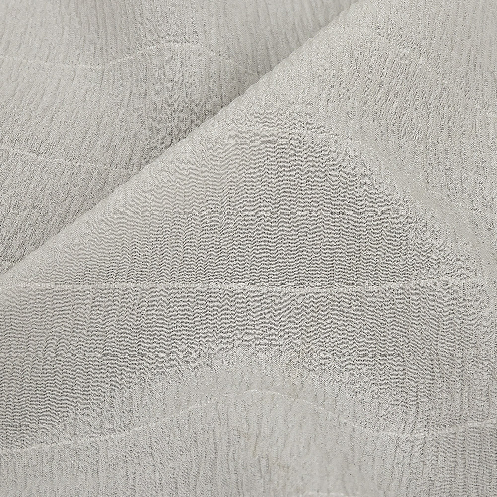Famous Australian Designer Sugar Swizzle Crinkled Silk Crepe with Tonal Woven Stripes Detail Famous Australian Designer Sugar Swizzle Crinkled Silk Crepe with Tonal Woven Stripes Detail