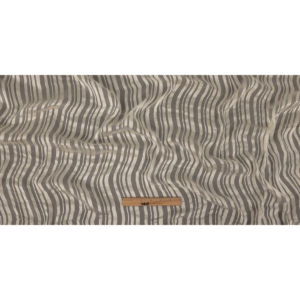 Famous Australian Designer Vanilla Ice Crinkled Silk Chiffon with Satin Stripes Full Famous Australian Designer Vanilla Ice Crinkled Silk Chiffon with Satin Stripes Full