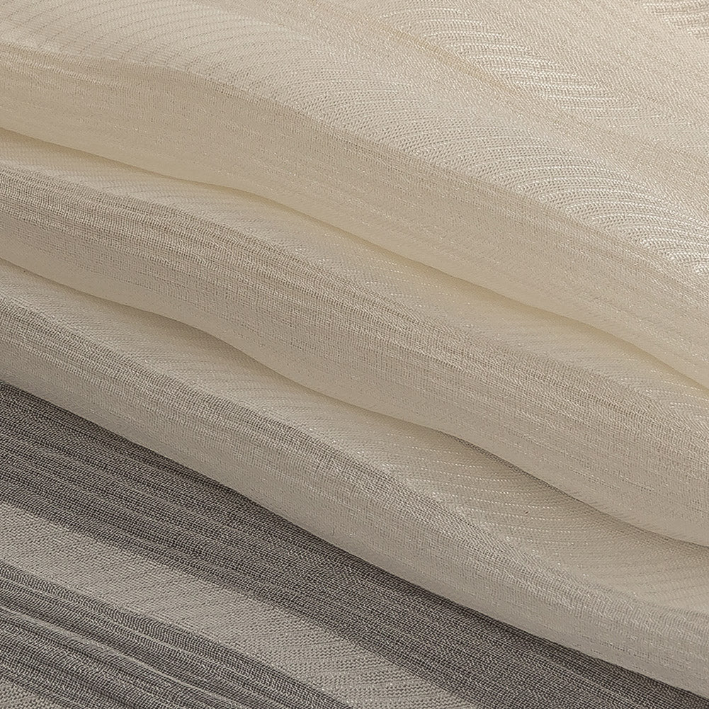 Famous Australian Designer Papyrus Crinkled Silk Chiffon with Twill Stripes Folded Famous Australian Designer Papyrus Crinkled Silk Chiffon with Twill Stripes Folded