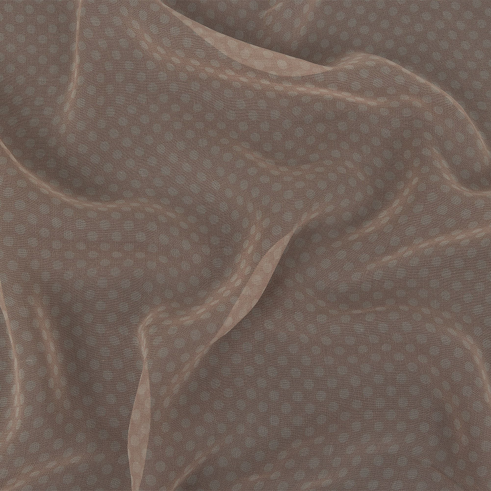 Famous Australian Designer Peach and Ivory Polka Dotted Silk Georgette Famous Australian Designer Peach and Ivory Polka Dotted Silk Georgette