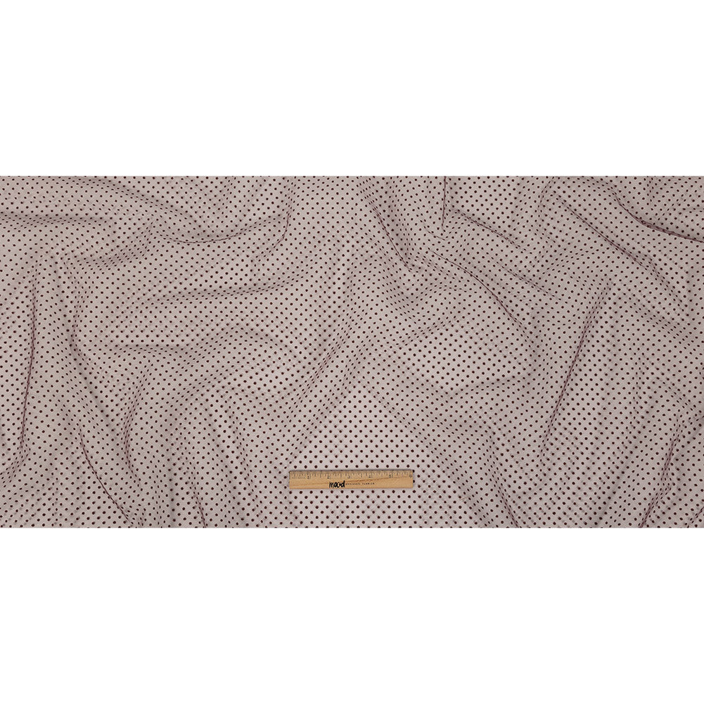 Famous Australian Designer Mahogany Flocked Dots Polyester Mesh Full Famous Australian Designer Mahogany Flocked Dots Polyester Mesh Full