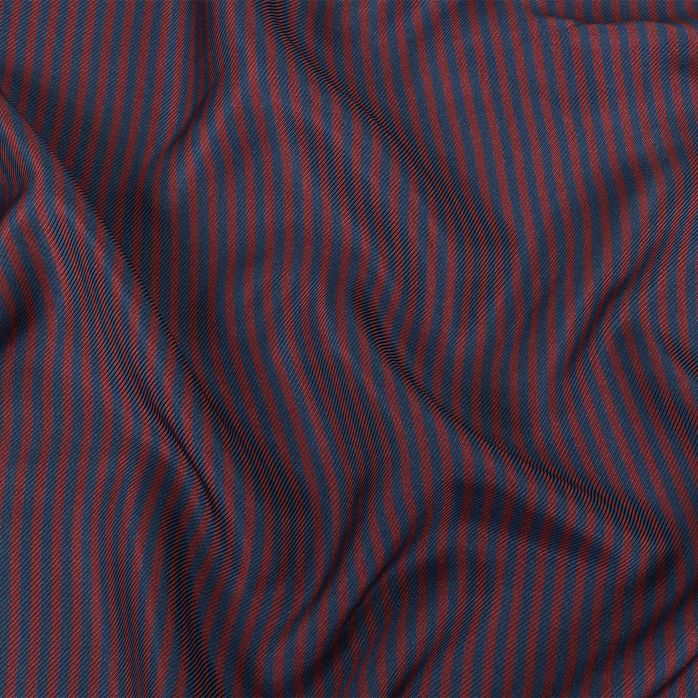 Famous Australian Designer Moonlit Ocean and Chocolate Truffle Candy Striped Viscose and Silk Twill Famous Australian Designer Moonlit Ocean and Chocolate Truffle Candy Striped Viscose and Silk Twill