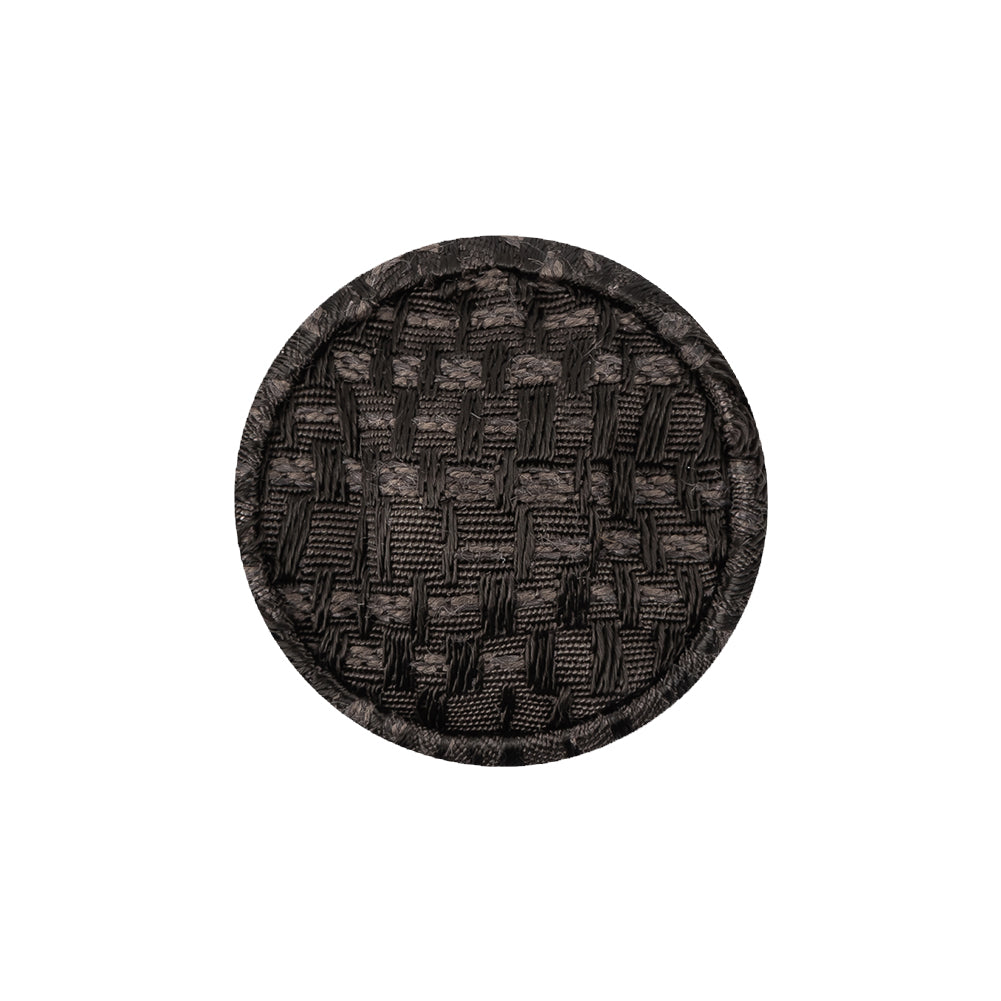 Brunette Jacquard Fabric Covered Domed Cotton Blend Sew On Button - 36L/23mm Detail Brunette Jacquard Fabric Covered Domed Cotton Blend Sew On Button - 36L/23mm Detail