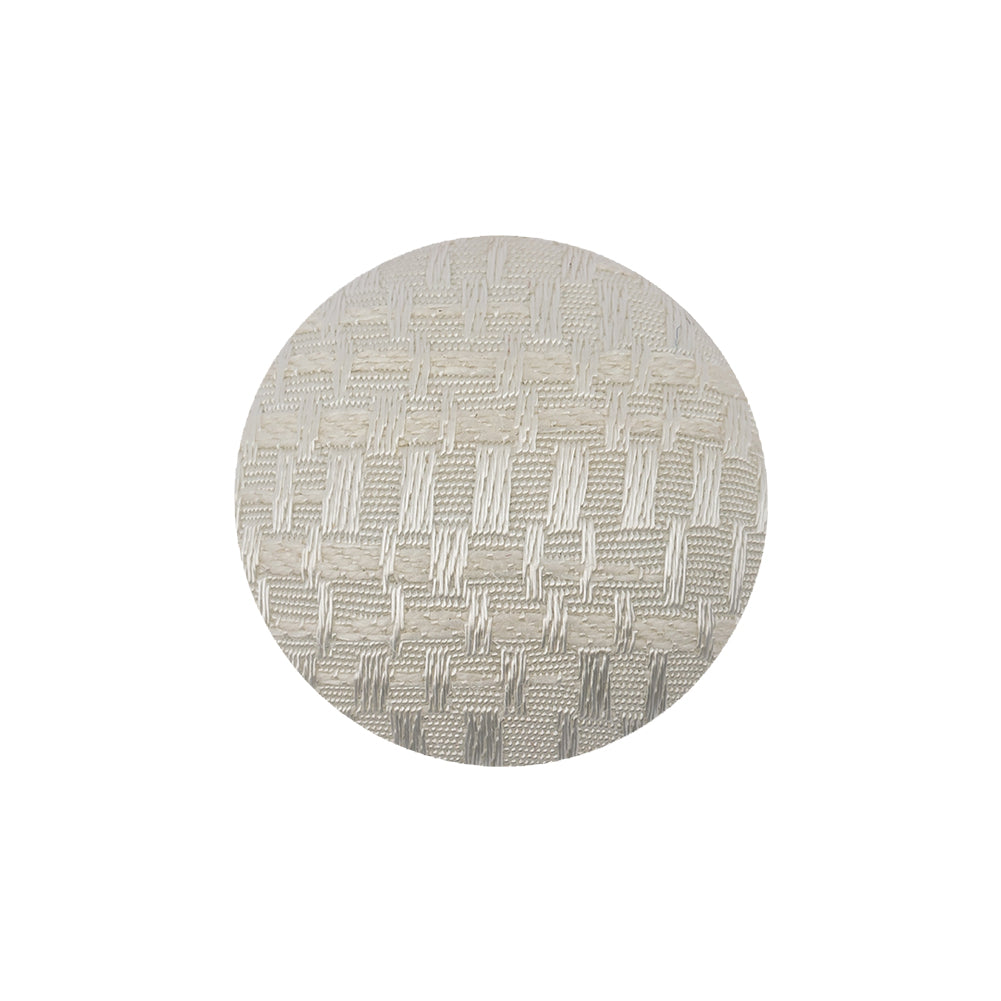 White Jacquard Fabric Covered Domed Cotton Blend Sew On Button - 36L/23mm White Jacquard Fabric Covered Domed Cotton Blend Sew On Button - 36L/23mm