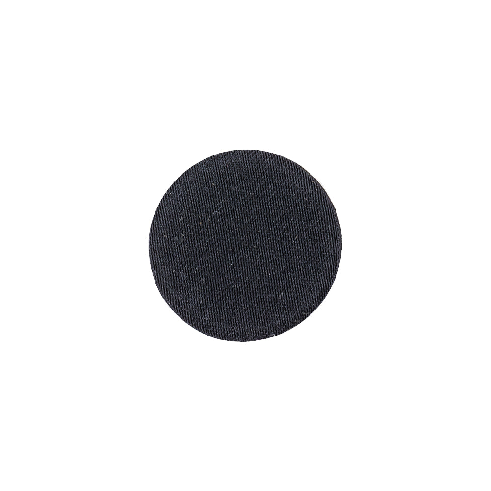Black Fabric Covered Shallow Plate Silk Blended Sew On Button - 24L/15mm Black Fabric Covered Shallow Plate Silk Blended Sew On Button - 24L/15mm