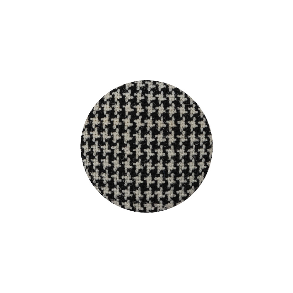 Black and White Houndstooth Fabric Covered Wool and Metal Sew On Button - 30L/19mm Black and White Houndstooth Fabric Covered Wool and Metal Sew On Button - 30L/19mm
