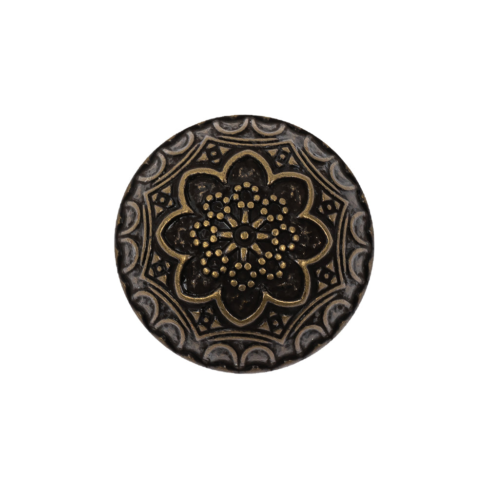 Bronze Floral Classical Dome Shaped Metal Coat Button - 36L/23mm Bronze Floral Classical Dome Shaped Metal Coat Button - 36L/23mm