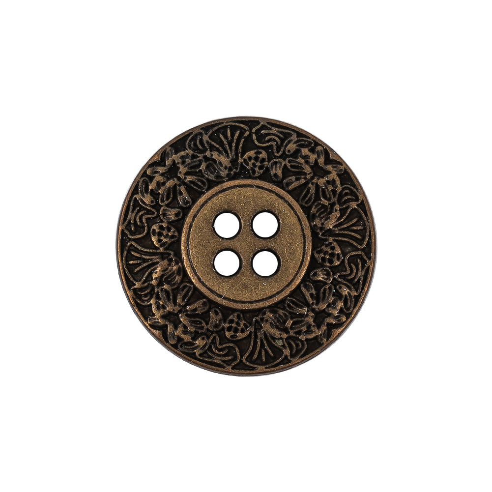Italian Bronze Floral Metal Button - 36L/23mm Italian Bronze Floral Metal Button - 36L/23mm