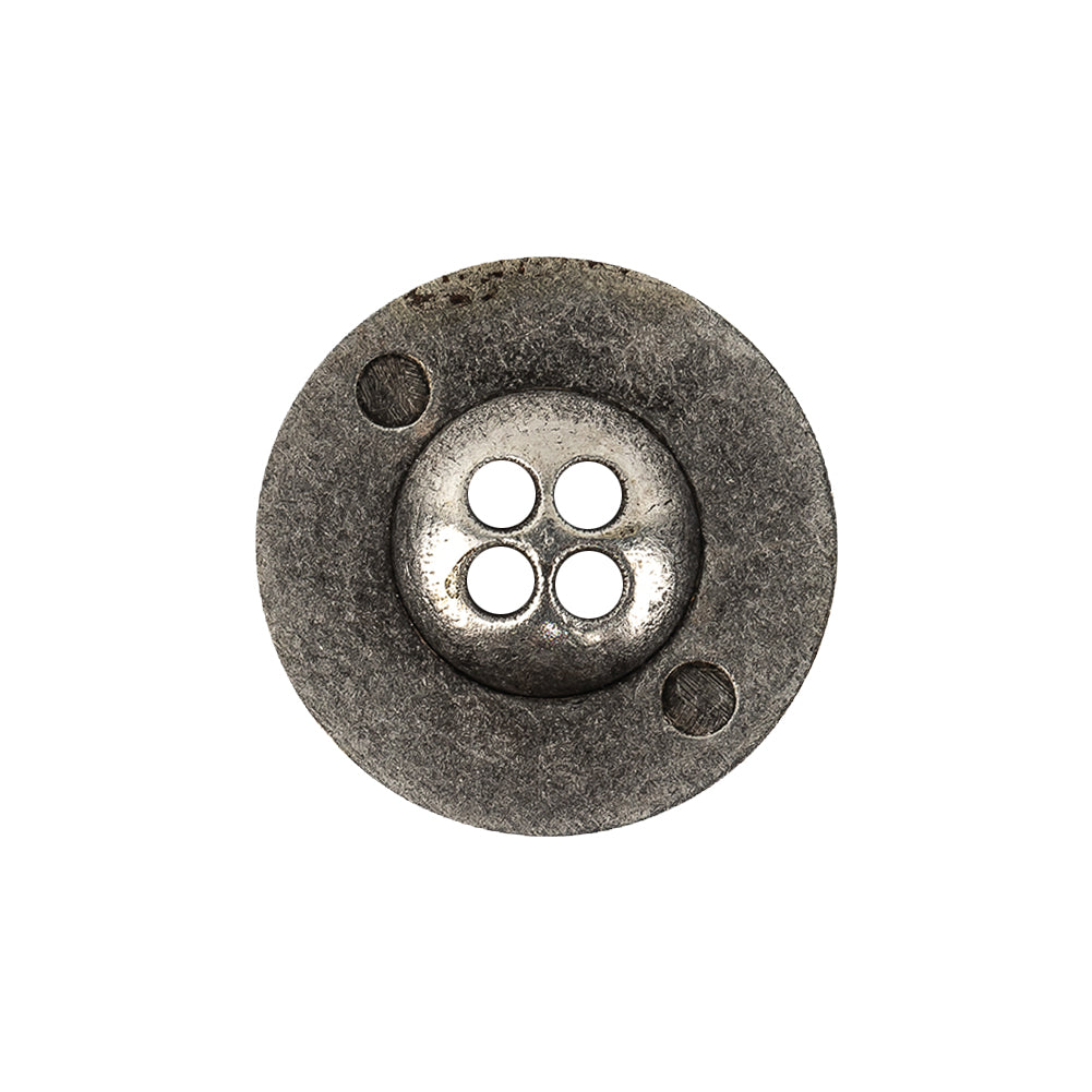Italian Silver Floral Metal Button - 36L/23mm Detail Italian Silver Floral Metal Button - 36L/23mm Detail