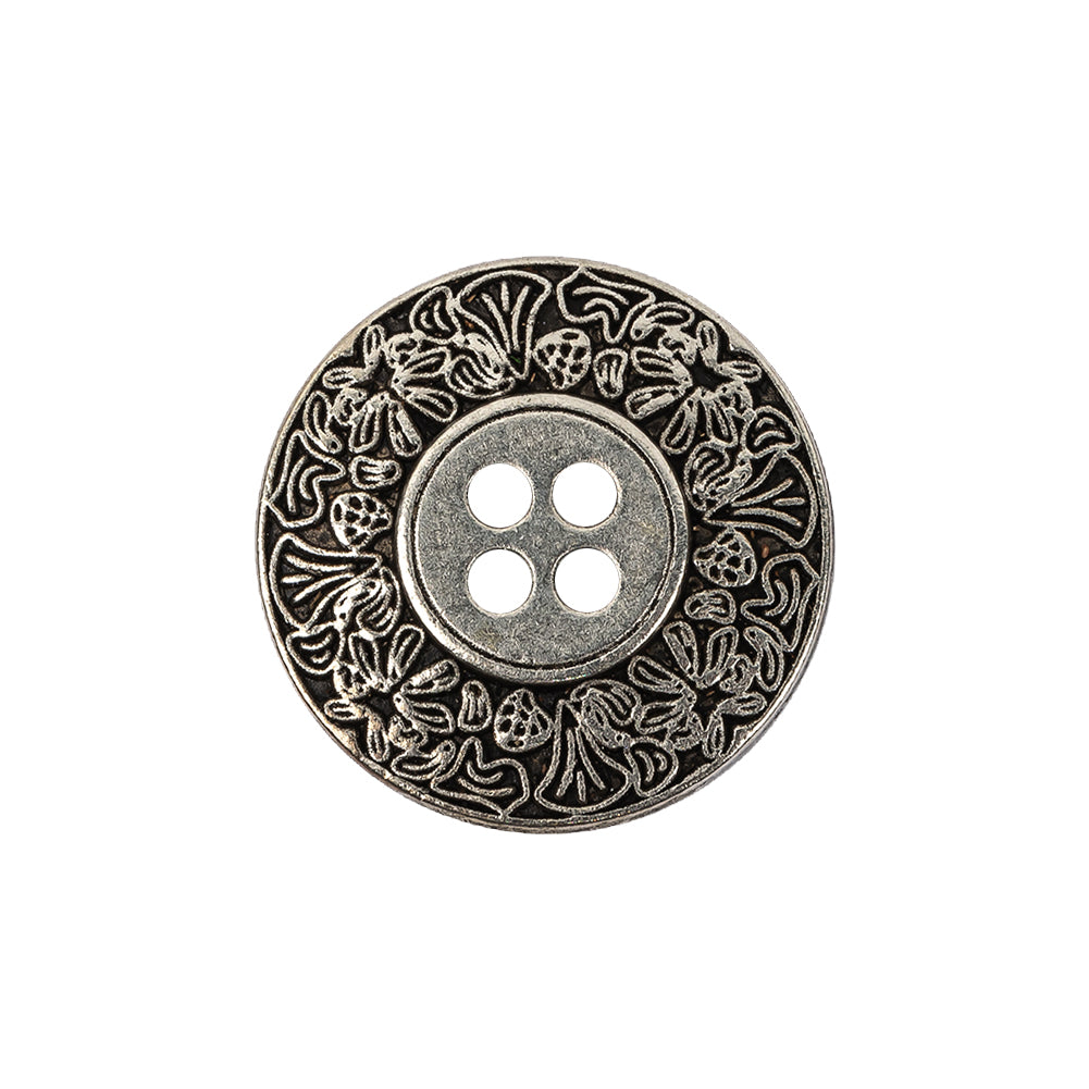 Italian Silver Floral Metal Button - 36L/23mm Italian Silver Floral Metal Button - 36L/23mm
