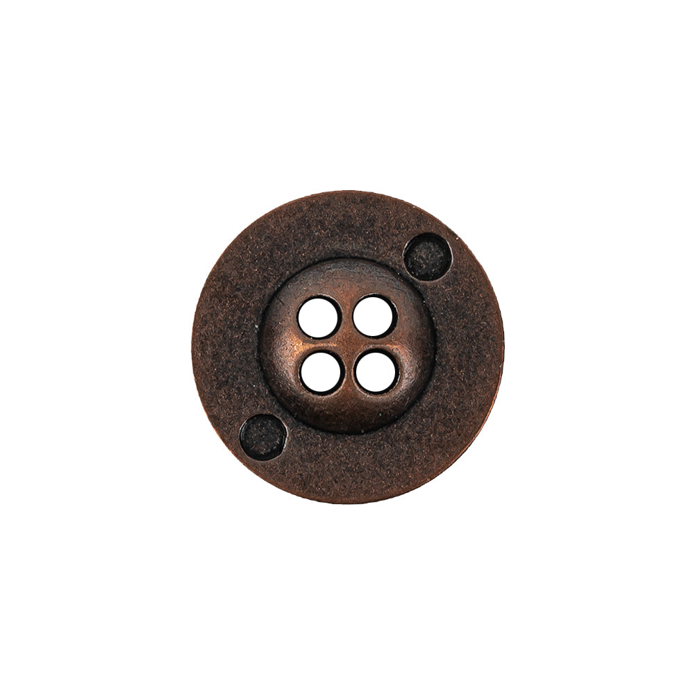 Italian Copper Floral Metal Button - 30L/19mm Detail Italian Copper Floral Metal Button - 30L/19mm Detail