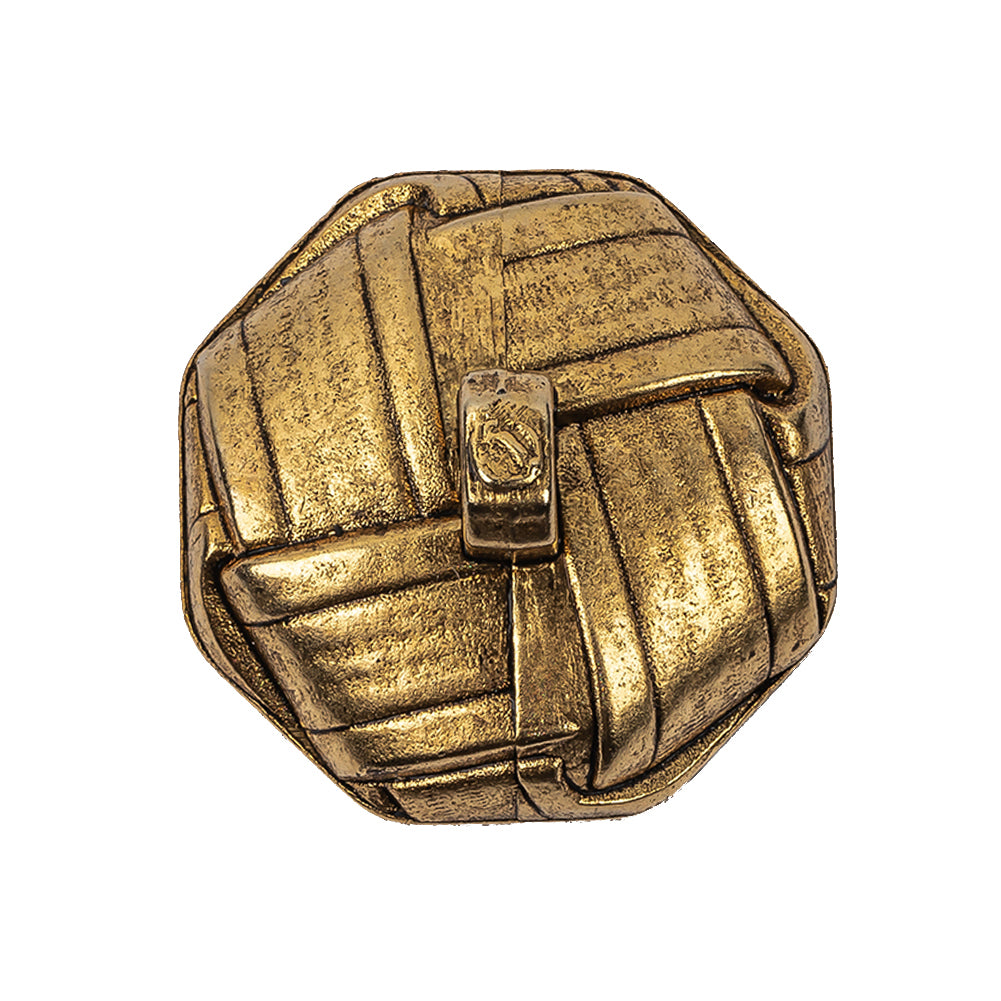 Italian Matte Gold Plated Faux Woven Shank Back Button - 44L/28mm Detail Italian Matte Gold Plated Faux Woven Shank Back Button - 44L/28mm Detail