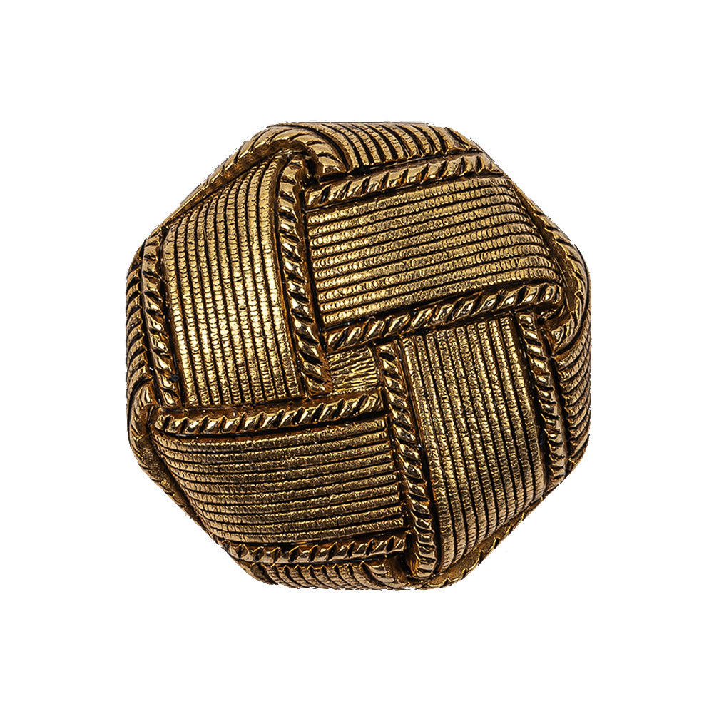 Italian Matte Gold Plated Faux Woven Shank Back Button - 44L/28mm Italian Matte Gold Plated Faux Woven Shank Back Button - 44L/28mm