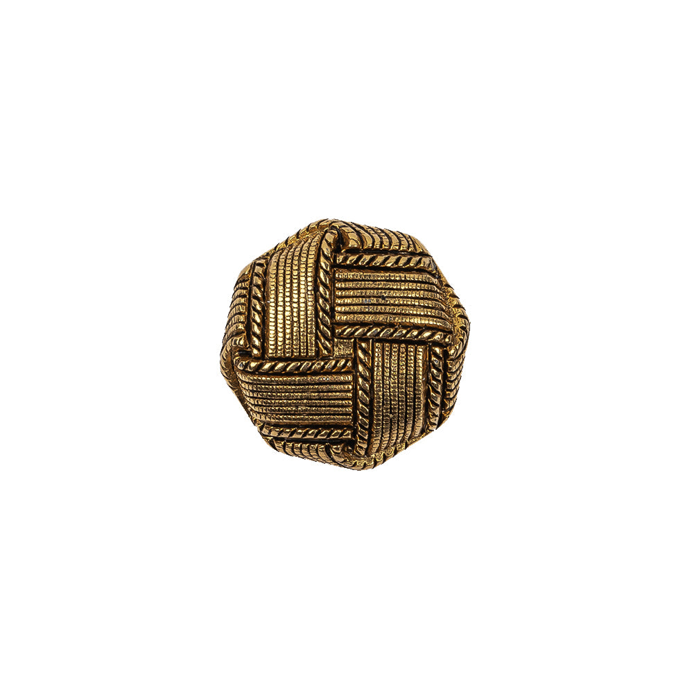 Italian Matte Gold Plated Faux Woven Shank Back Button - 24L/15mm Italian Matte Gold Plated Faux Woven Shank Back Button - 24L/15mm