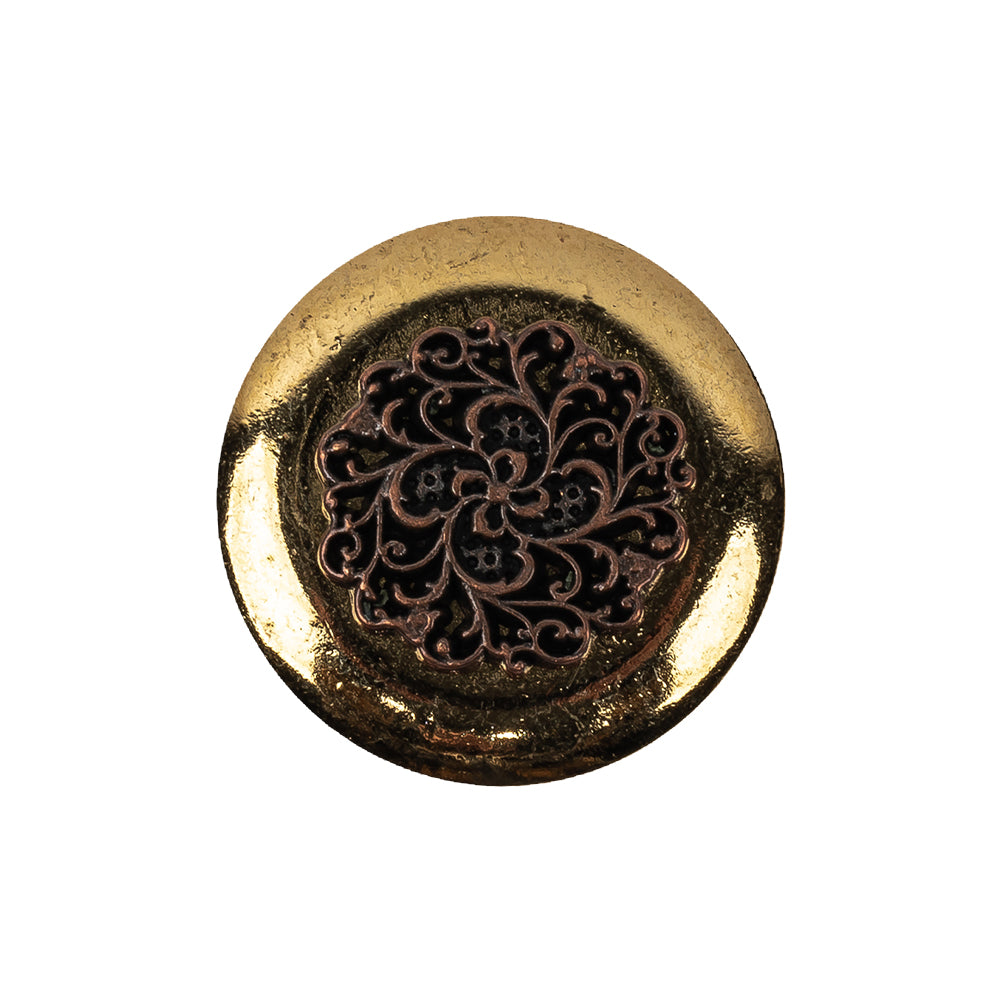 Italian Copper Coin Floral Shank Back Button - 36L/23mm Italian Copper Coin Floral Shank Back Button - 36L/23mm
