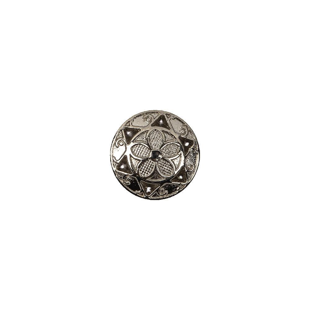Italian Nickel Floral Shank Back Button - 18L/11.5mm Italian Nickel Floral Shank Back Button - 18L/11.5mm