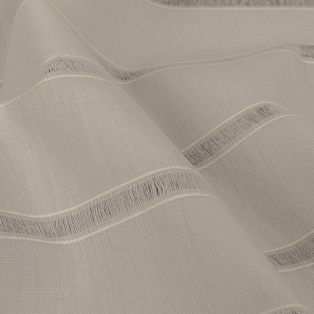 White Cotton Poplin with Ladder Stitched Stripes Detail White Cotton Poplin with Ladder Stitched Stripes Detail