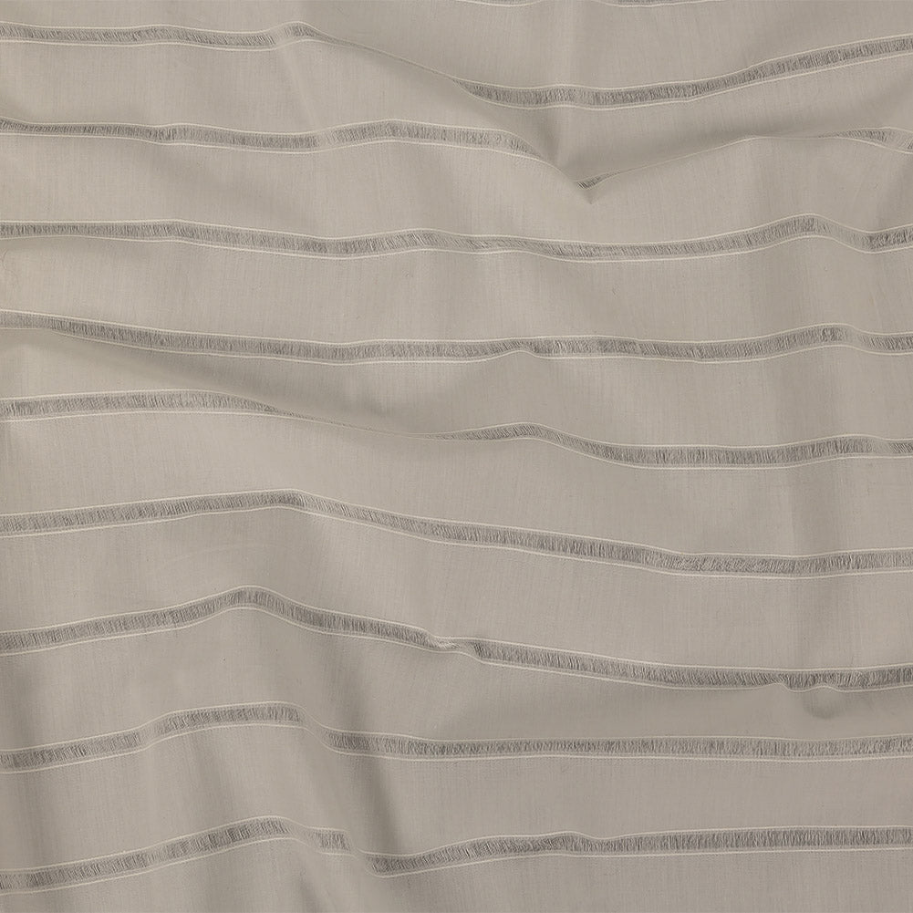 White Cotton Poplin with Ladder Stitched Stripes White Cotton Poplin with Ladder Stitched Stripes