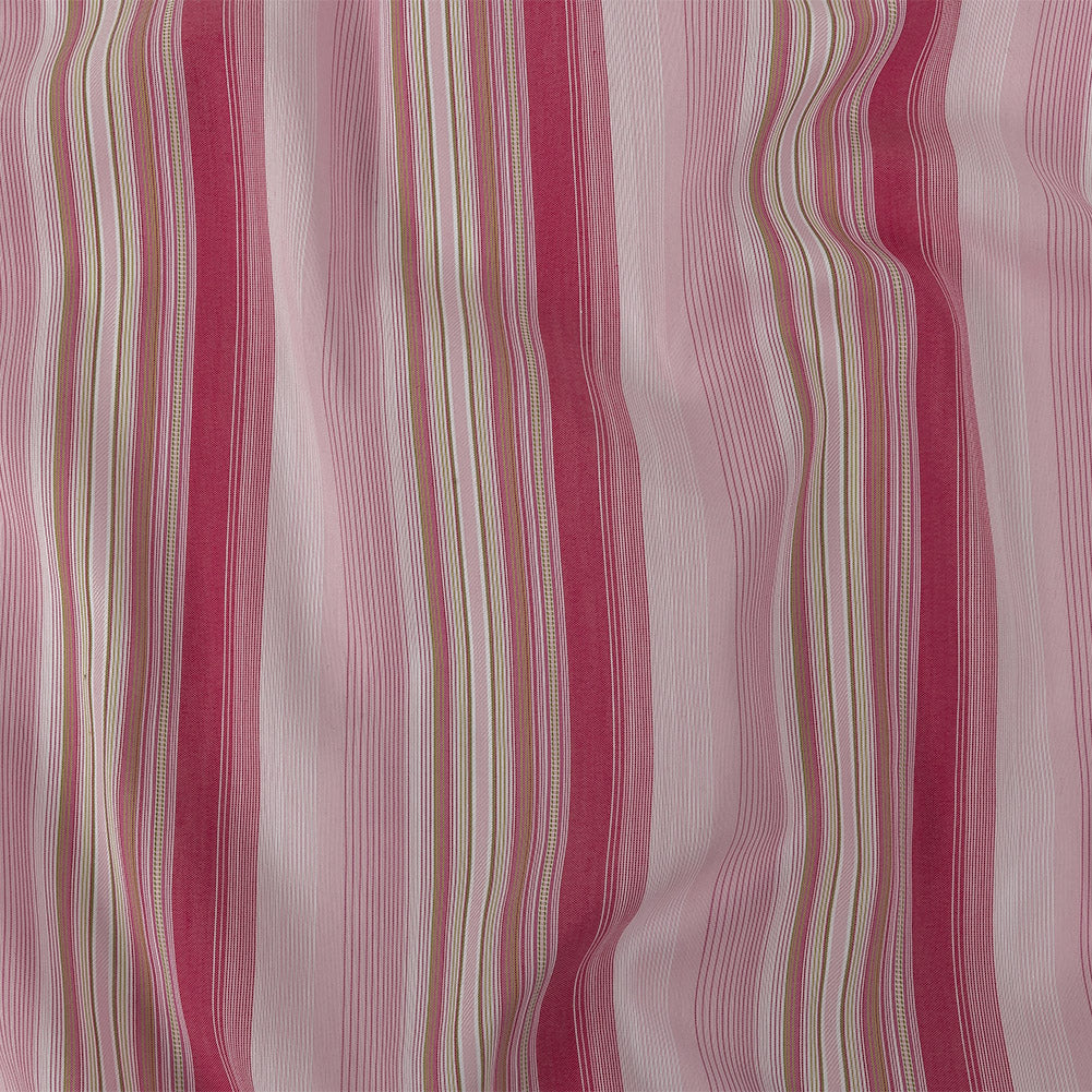 Pink and White Barcode Striped Cotton Voile Pink and White Barcode Striped Cotton Voile