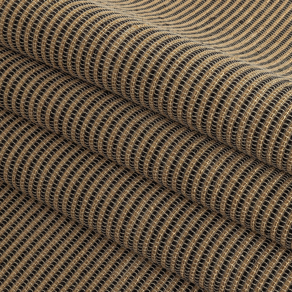 Gunpowder, Golden Egg, and Oatmeal Raised Stripes Blended Cotton Woven Folded Gunpowder, Golden Egg, and Oatmeal Raised Stripes Blended Cotton Woven Folded