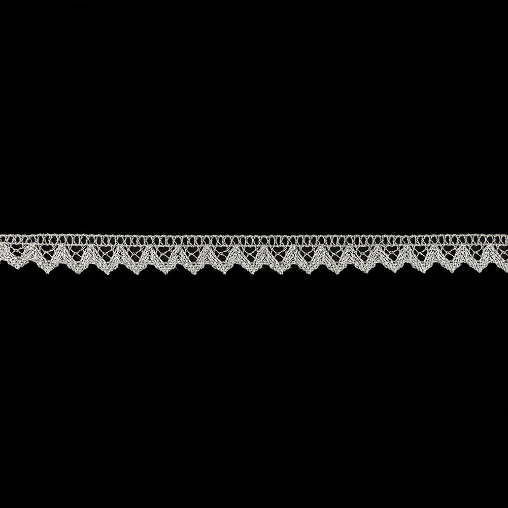 Silver Lurex Geometric Scalloped Lace Trimming - 0.625" Silver Lurex Geometric Scalloped Lace Trimming - 0.625"