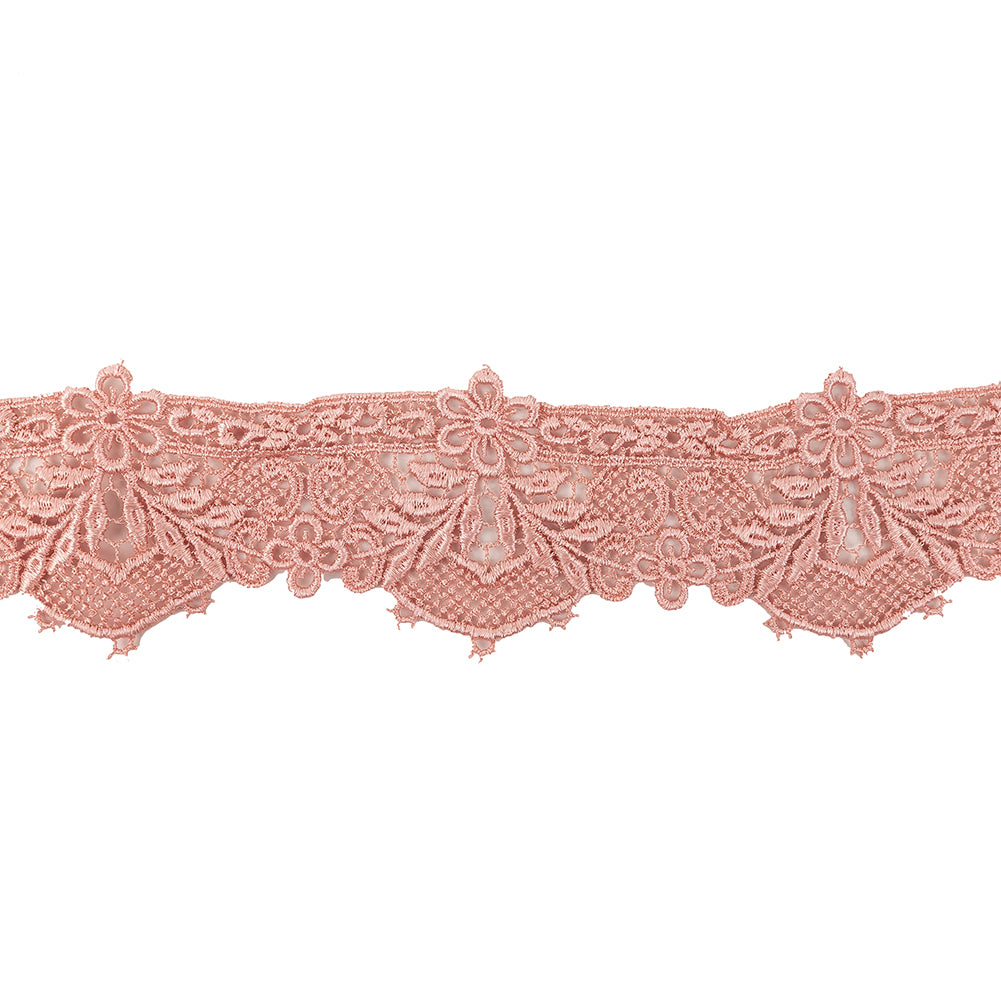 Salmon Pink Floral Lace Trimming - 2.375" Salmon Pink Floral Lace Trimming - 2.375"