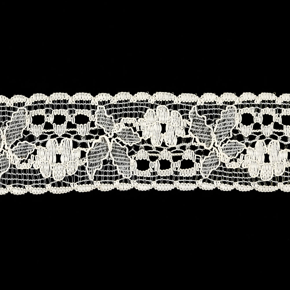 Beige Bordered Lace Trimming - 1.125" Detail Beige Bordered Lace Trimming - 1.125" Detail