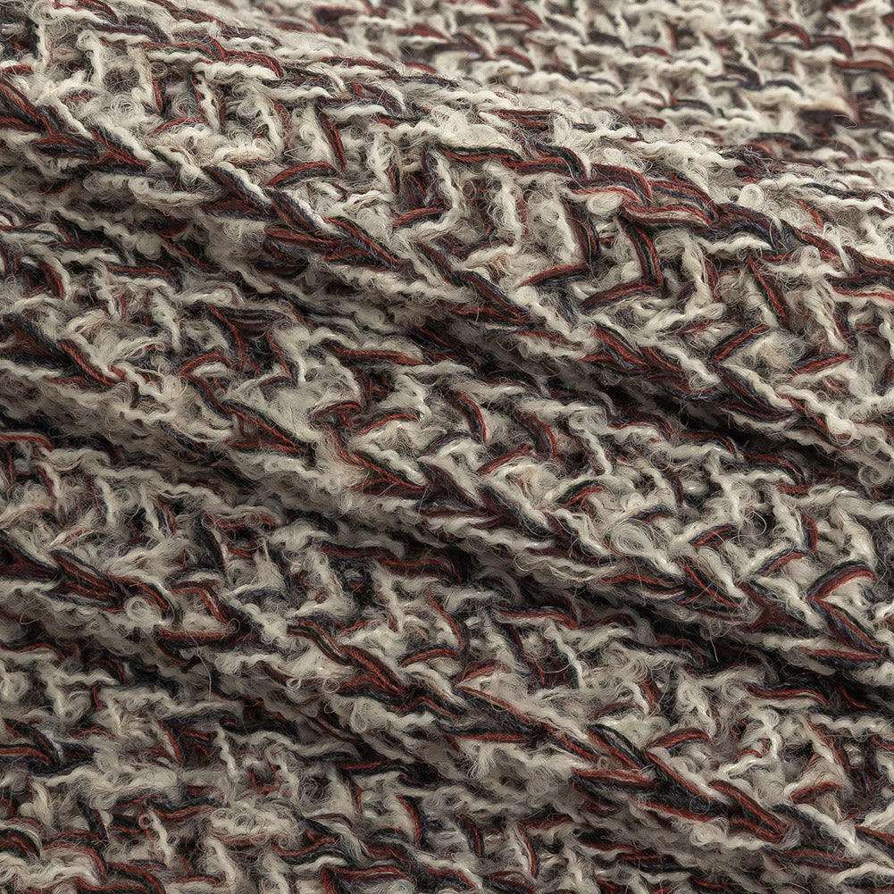 Oxblood Red, Charcoal, and White Alyssum Chunky Boucled Wool Knit Folded Oxblood Red, Charcoal, and White Alyssum Chunky Boucled Wool Knit Folded