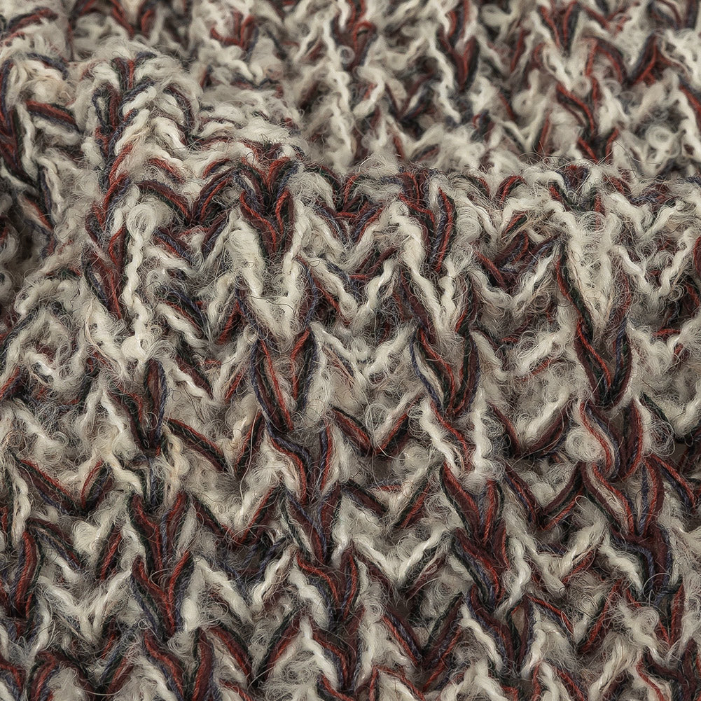 Oxblood Red, Charcoal, and White Alyssum Chunky Boucled Wool Knit Detail Oxblood Red, Charcoal, and White Alyssum Chunky Boucled Wool Knit Detail