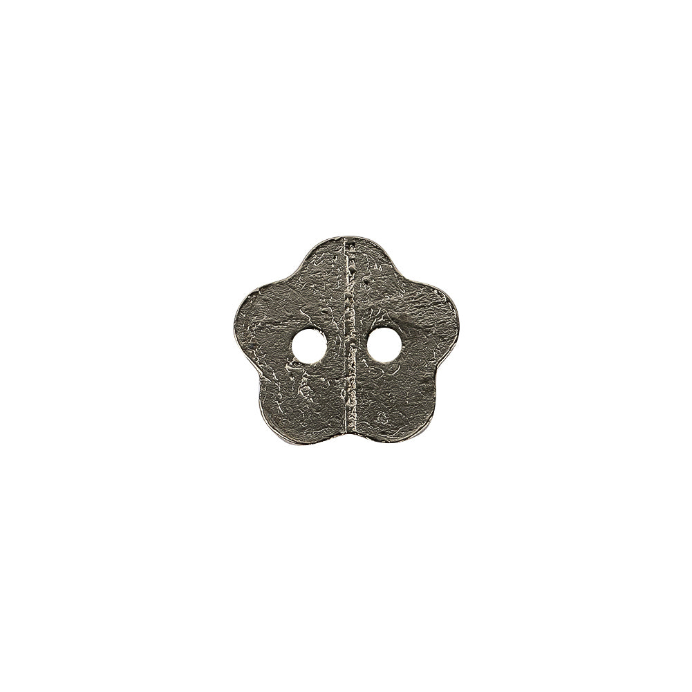 Nickel Nailshead Textured 2-Hole Metal Flower Button - 20L/12.5mm Detail Nickel Nailshead Textured 2-Hole Metal Flower Button - 20L/12.5mm Detail