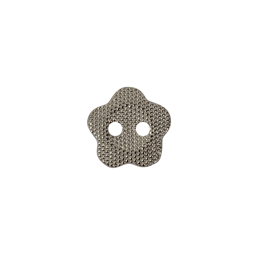 Nickel Nailshead Textured 2-Hole Metal Flower Button - 20L/12.5mm Nickel Nailshead Textured 2-Hole Metal Flower Button - 20L/12.5mm