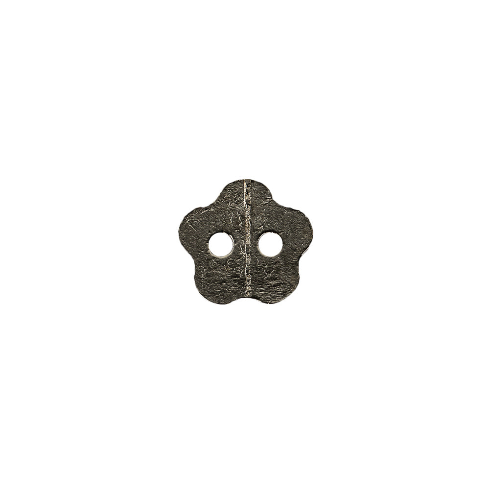 Nickel Nailshead Textured 2-Hole Metal Flower Button - 17L/10.5mm Detail Nickel Nailshead Textured 2-Hole Metal Flower Button - 17L/10.5mm Detail