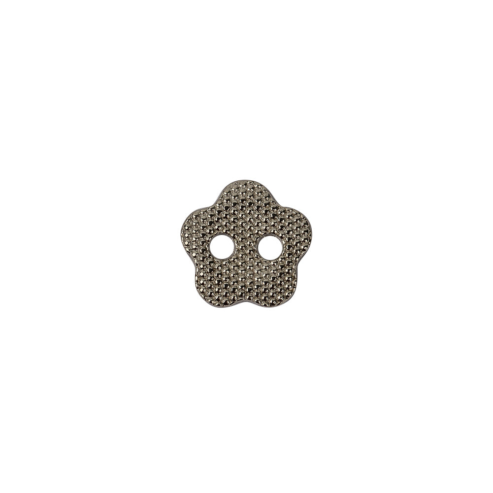 Nickel Nailshead Textured 2-Hole Metal Flower Button - 17L/10.5mm Nickel Nailshead Textured 2-Hole Metal Flower Button - 17L/10.5mm