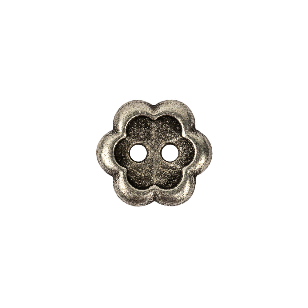 Silver Concave 2-Hole Metal Flower Button - 24L/15mm Silver Concave 2-Hole Metal Flower Button - 24L/15mm