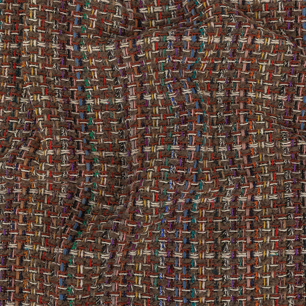 Italian Taupe, Olive and Multicolor Blended Wool Tweed Italian Taupe, Olive and Multicolor Blended Wool Tweed