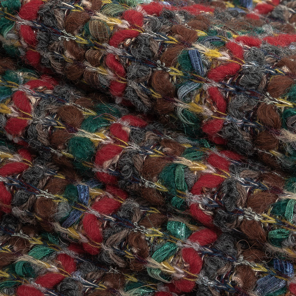 Red, Green and Brown Chunky Stripes Wool Knit Folded Red, Green and Brown Chunky Stripes Wool Knit Folded
